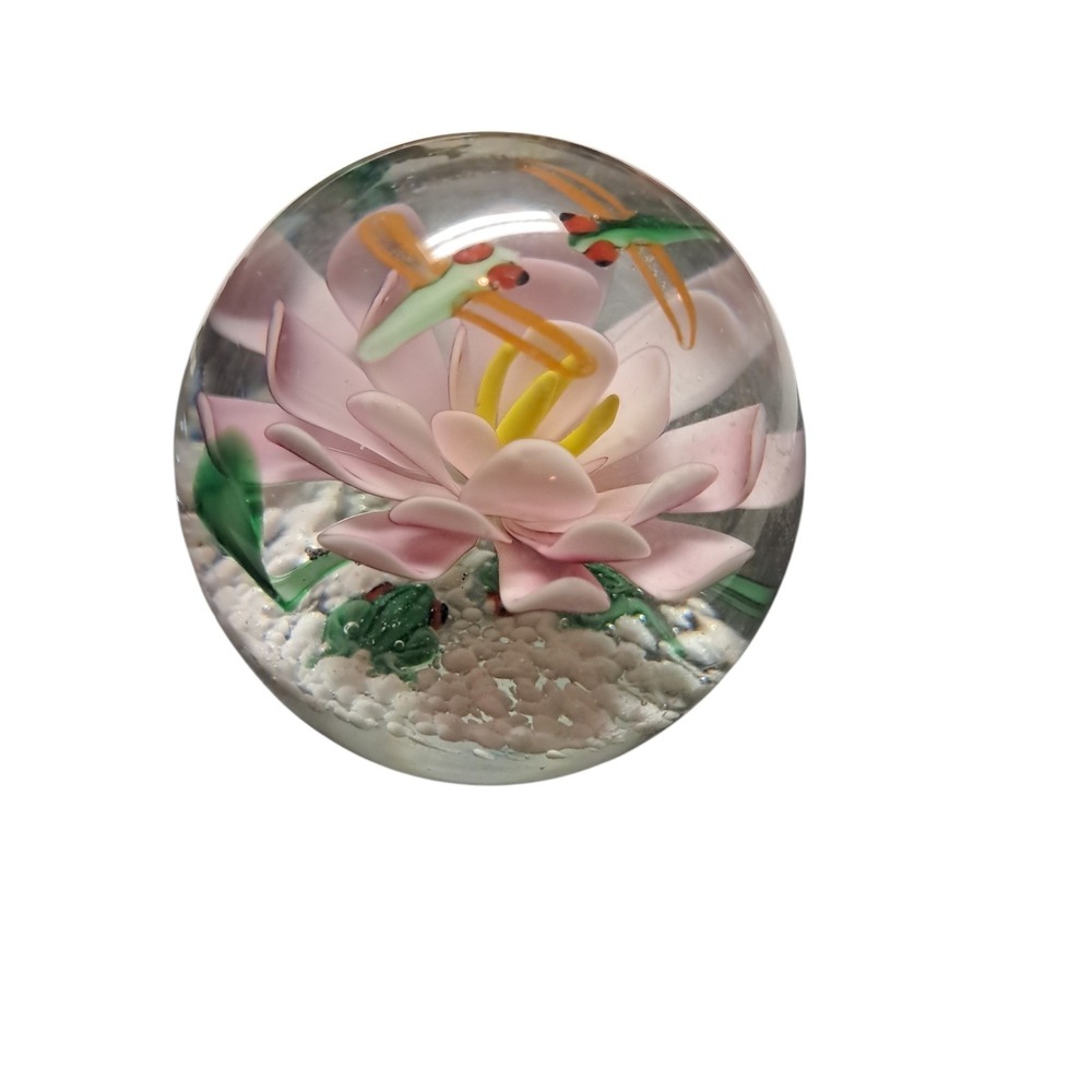 Dynasty Gallery Heirloom Collectibles Art Glass‎ Paperweight Pink Flower